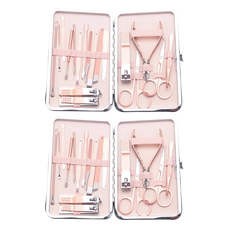 

36X Rose Gold Stainless Nail Art Tools Kits Steel Nail Clipper Cutter Trimmer Ear Pick Grooming Kit Manicure Set