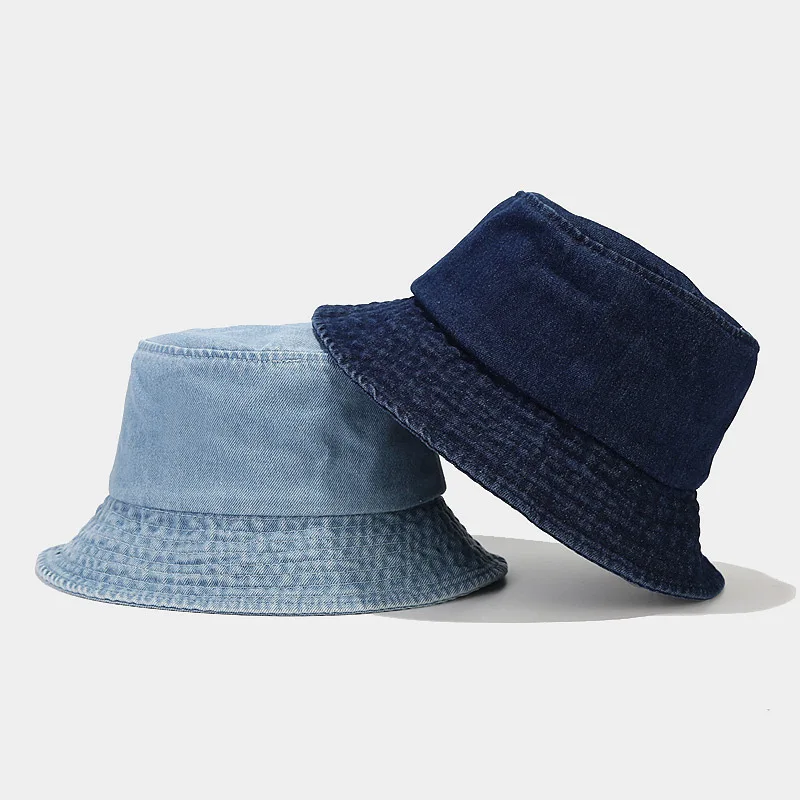 Solid Color Denim Fisherman Hat Women's Fashionable Spring And Summer Street Outings Sun Hat Outdoor Sunscreen Basin Hat Trend