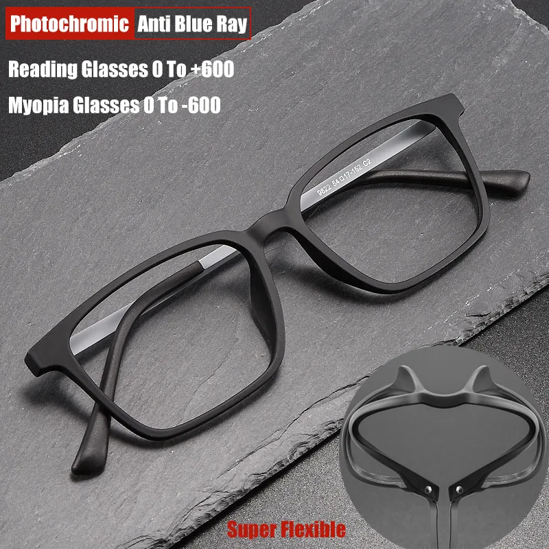 

Ultralight Pure Titanium Photochromic Myopia Glasses Men Optical Prescription Reading Glasses Anti Blue Ray Computer Resin Lens