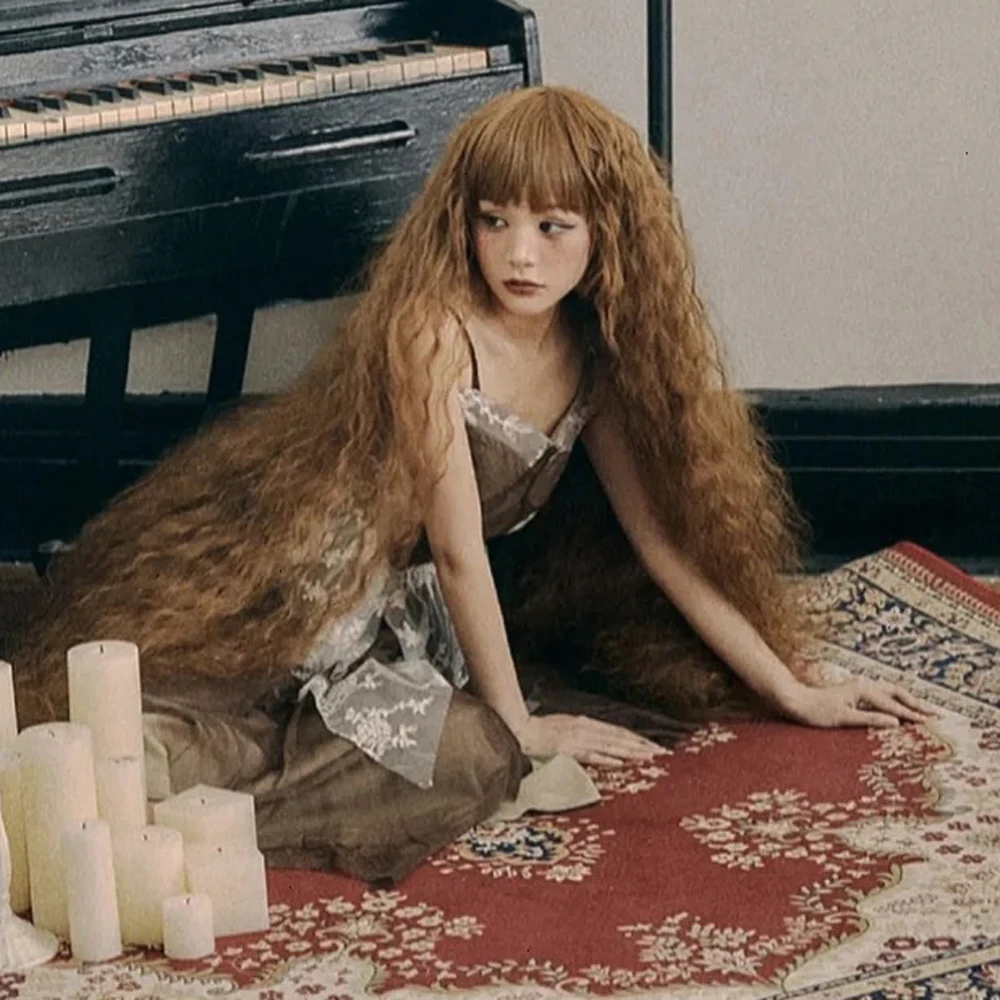 Супер длинный парик коричневый 1 м шерстяные вьющиеся волосы женский в стиле