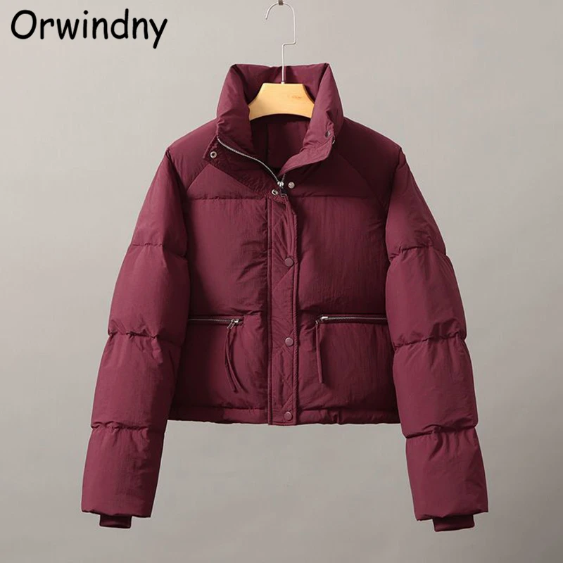 

Short Bread Jacket Coat Woman Stand Collar Autumn Warm Parka Long Sleeve Cotton Padded Clothes Outwear S-2XL Orwindny