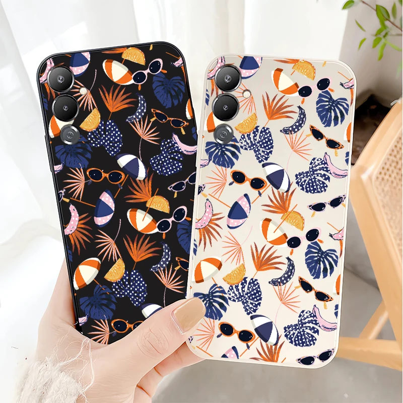 Чехол-зонтик от солнца Leaves для Infinix Tecno Spark Power 2 6 GO 2021 2025 7 7T 10 30C Pro силиконовый