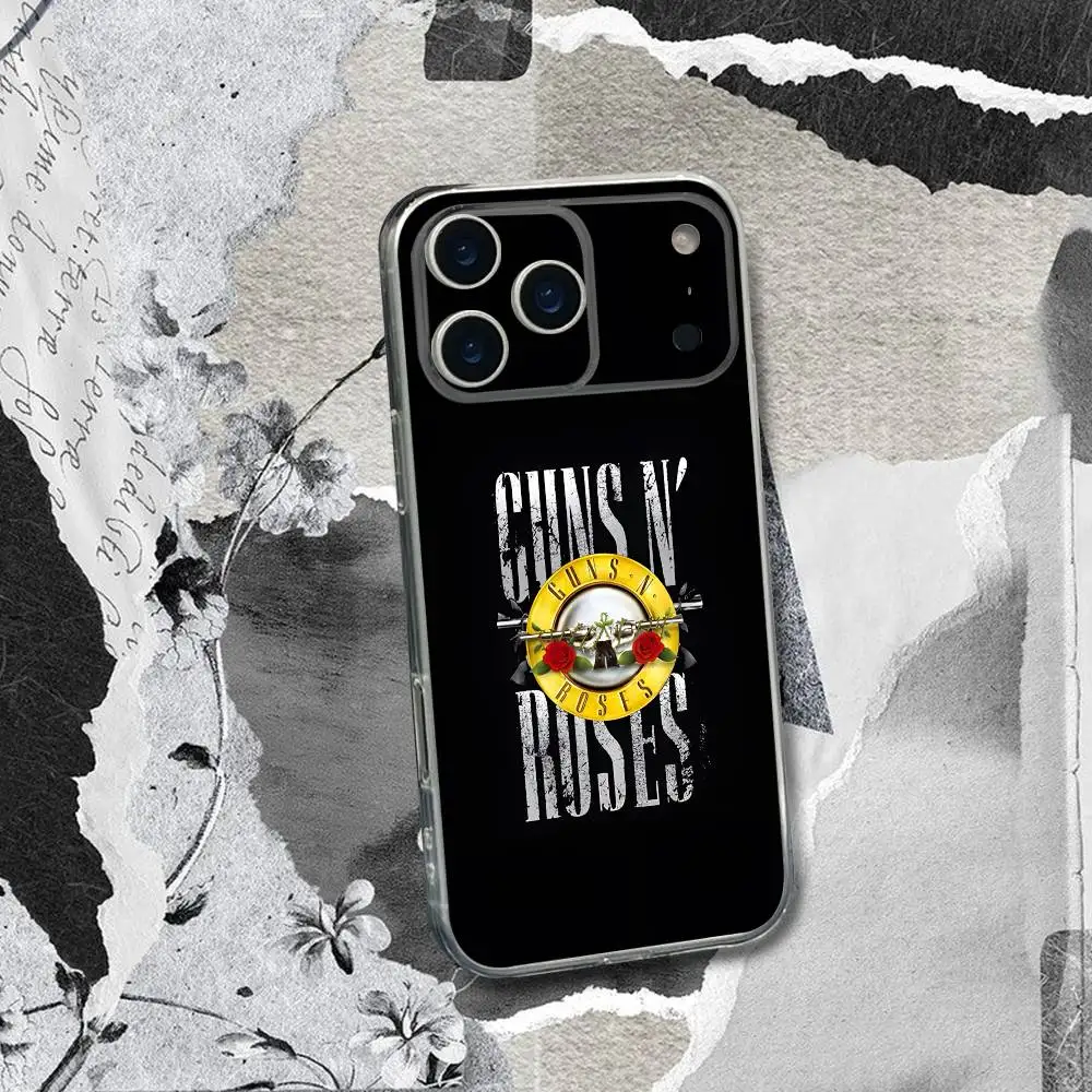 Фото Прозрачный пылезащитный мягкий чехол G-Guns N R-Roses для iPhone 17, 16, 15, 14, 13, 12, 11 Plus, Pro, Max, XR, XS, X, 7, 8 Plus, SE, Mini №4