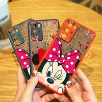 cute minnie mouse love for huawei p50 p40 p30 p20 mate 40 30 20 pro plus lite frosted translucent soft tpu phone case capa