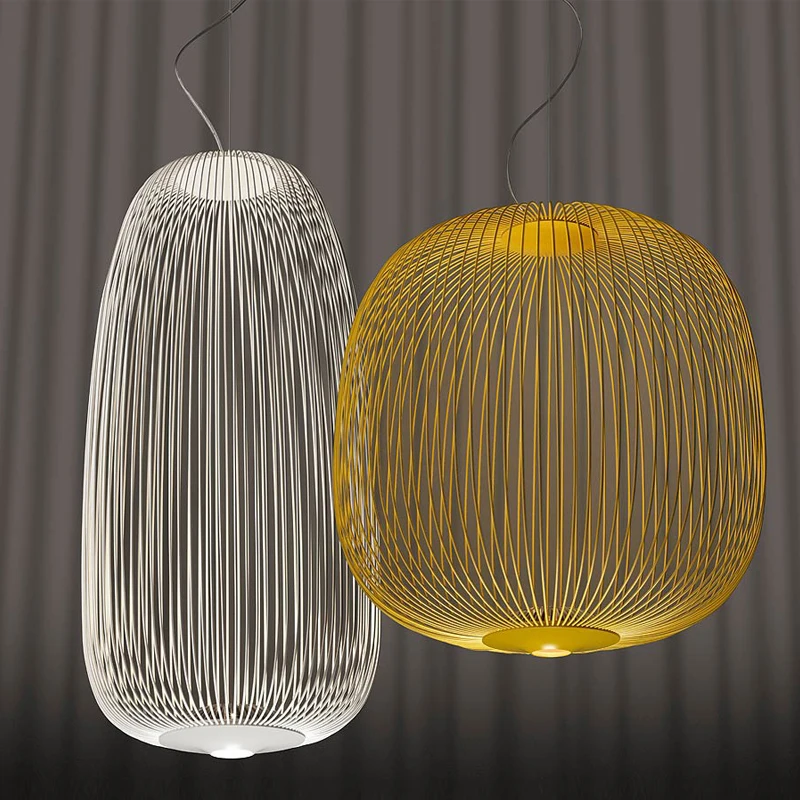 

Remote Suspension 1/2 Pendant Lamp Lighting Iron Dimmable LED Chandeliers Bird Cage Lustre Hanging Light Fixtures