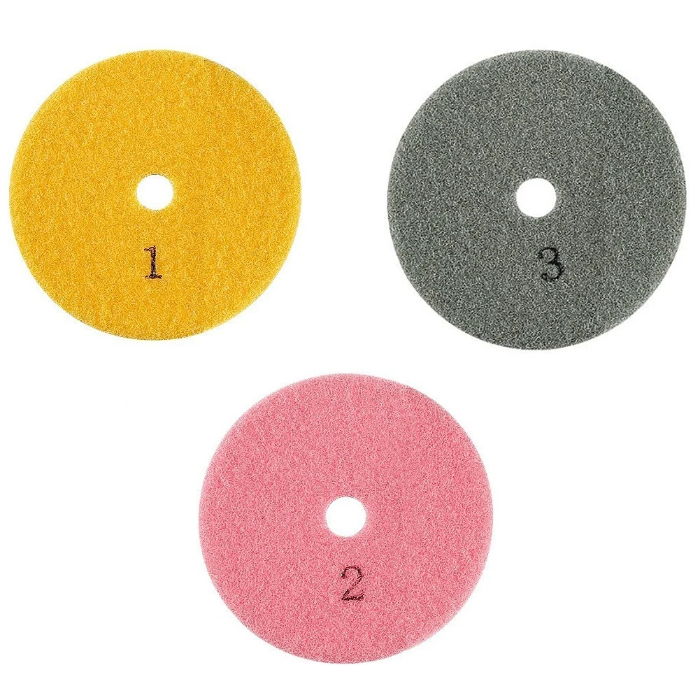 

3Pcs 4 Inch 100mm Diamond Polishing Pad Dry/Wet 3 Steps Polishing Pads For Granite Marble Stone Grinding Disc