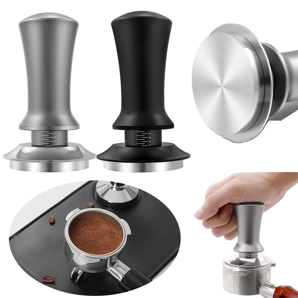 

Coffee Powder Distributor Tamper Flat Elastic With Scale Hammer Stainless Steel Solid Detachable Espresso Coffee CafeAccessories