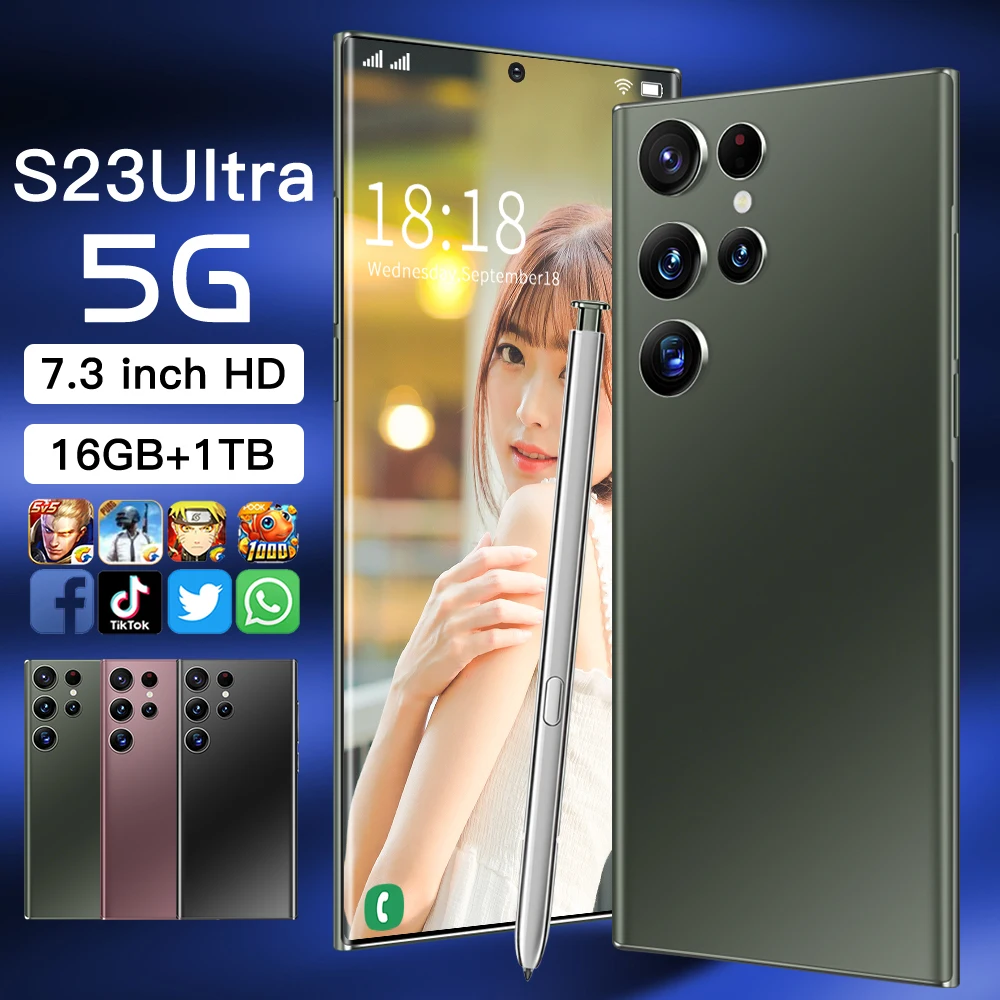 

Смартфон S23Ultra, 7,3 дюйма, 6800 мАч, 16 ГБ + 1 ТБ, 48 + Мп