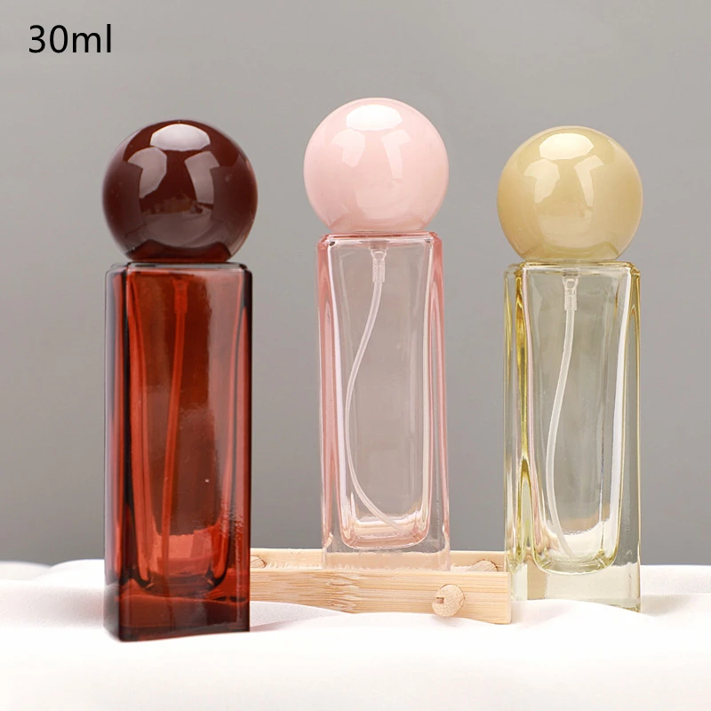 

30ml Perfume Spray Bottle Empty Glass Round Cover High Grade Refillable Cosmetics Containers Fine Mist Atomizer Dispenser Travel
