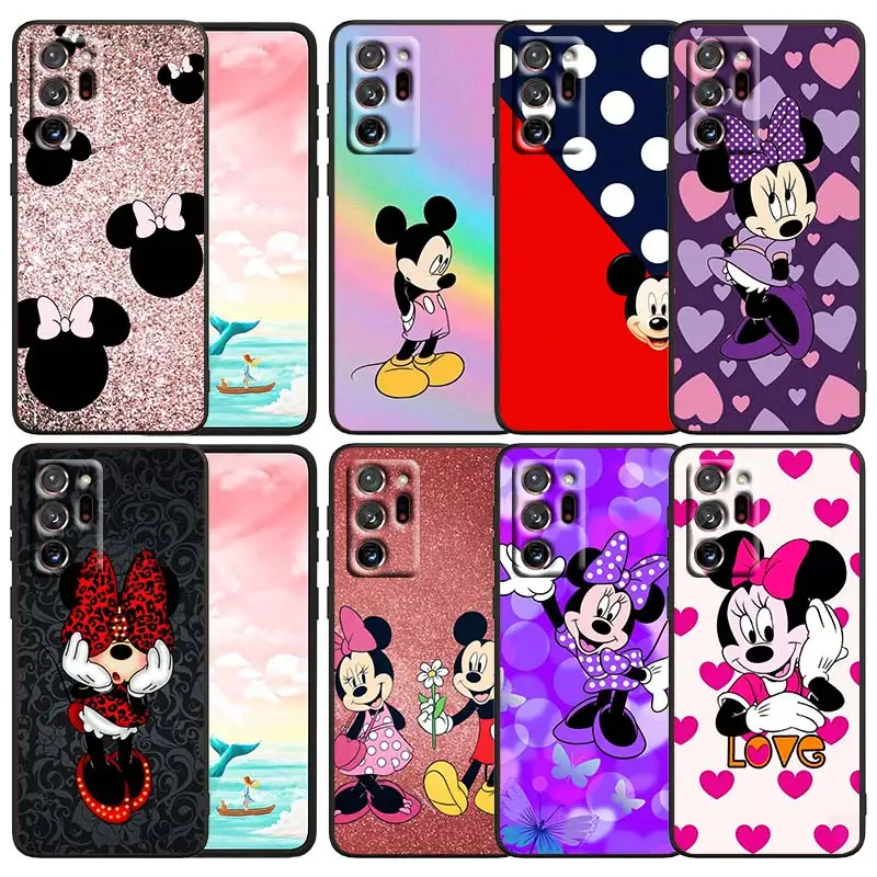 

Cute Mickey Mouse Phone Case Black For Samsung Note 20 10 9 Ultra Lite Plus F23 M52 M21 A73 A70 A20 A10 A8 A03 j7 j6