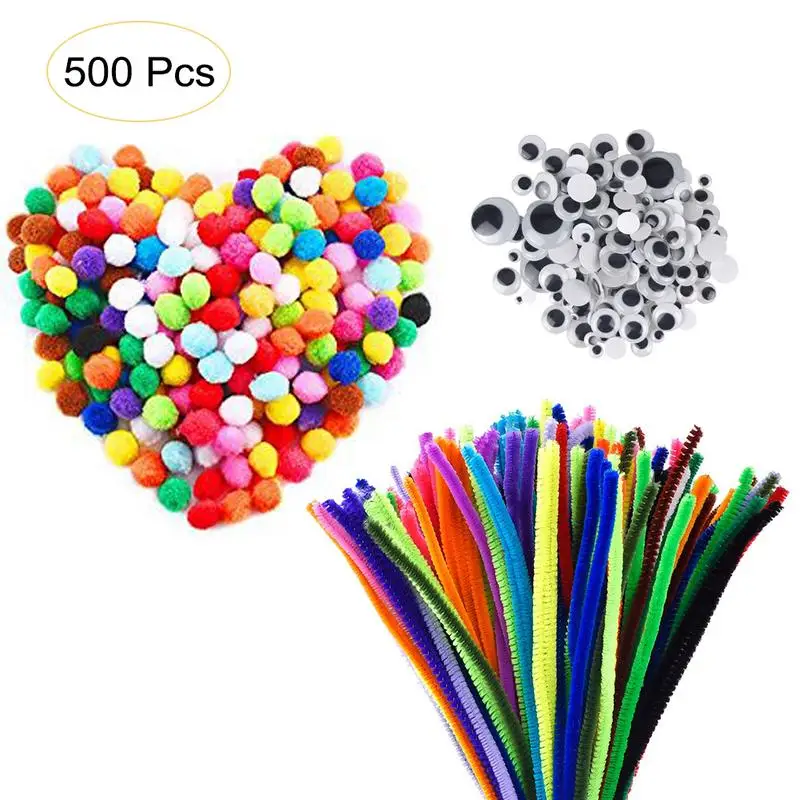 

500Pcs Creative Plush Chenille Sticks Stem Cleaner Hand Craft Educational Toy Handmade Christmas Home Deco for DIY Art Craft