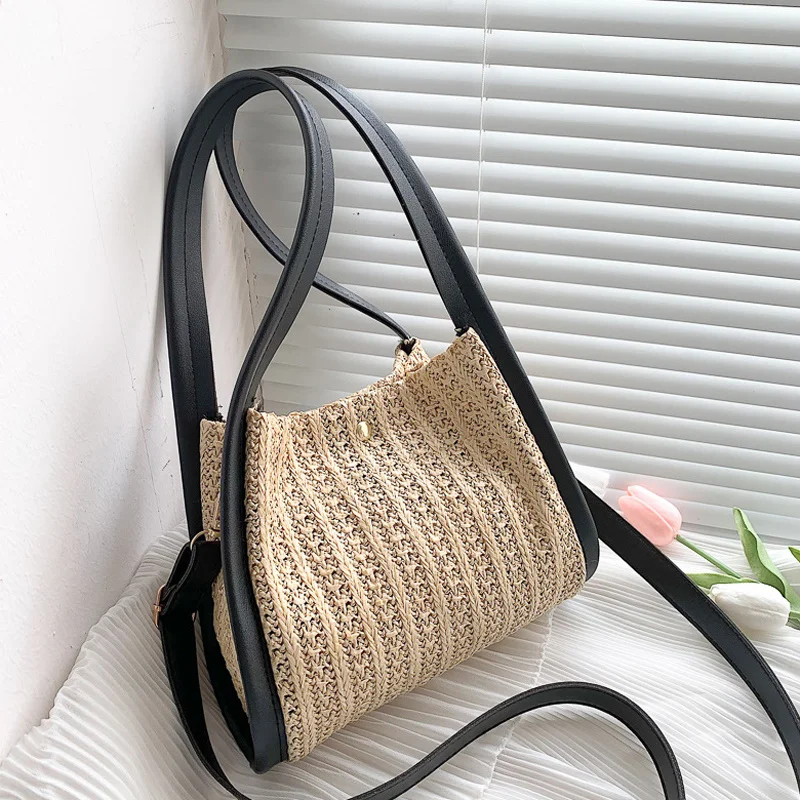 

Straw Plaited Article Women's Bag 2023 Trend Fashion Small Luxury Designer Handbag Bolsas Bags Female Shoulder Tote Messenger