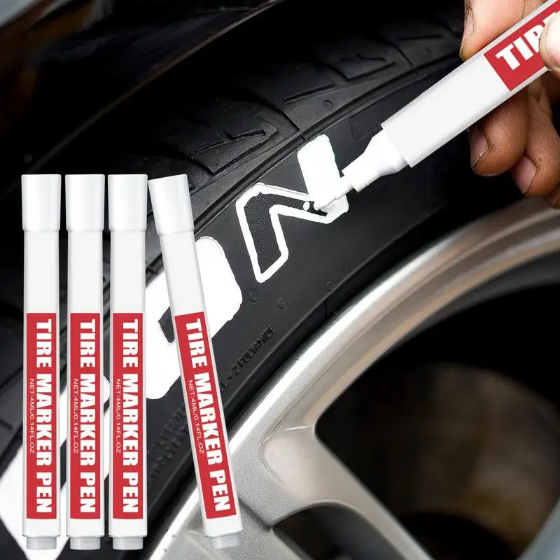 Маркер для краски шин 4 шт. автомобильная маркировочная ручка белые маркеры