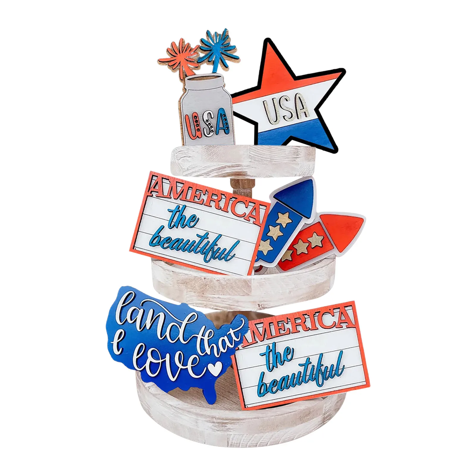 

Патриотическое Многоярусное искусственное расстояние, Звездные настольные украшения, 4 июля, звезды и полосы, знаки для памятного дня