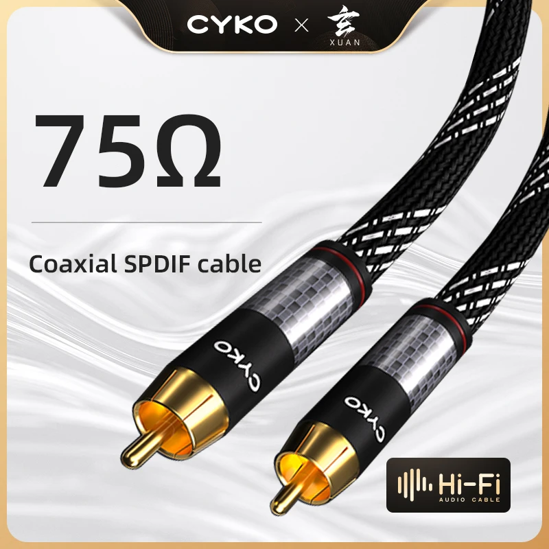 

CYKO coaxial audio cable hifi 6N ofc Gold-plated RCA cable male to male for mixer TV power amplifier