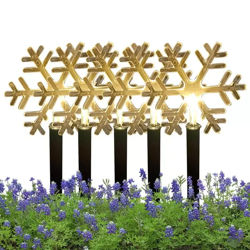 

Christmas Lights Christmas Snowflake Star Solar Powered Lawn Light Set Of 5 Outdoor Lights LED Solar Decorations For