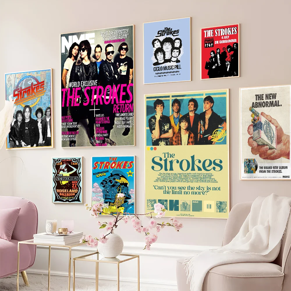 Music Band Maneskin The Strokes Concert Anime Posters Sticky HD Quality Wall Art Retro For Home Kawaii Room Decor