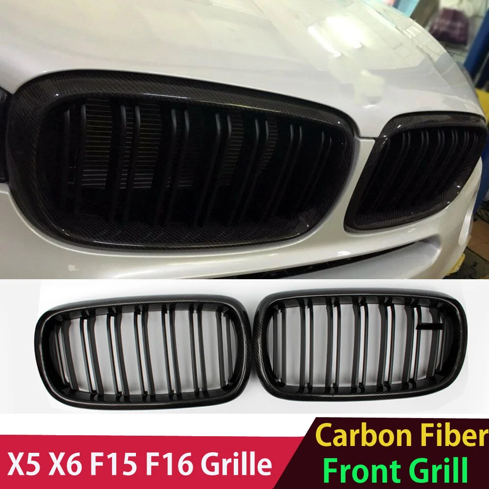 

Carbon Fiber F15 F16 Grille Front Kidney Grill for BMW X5 X6 F15 F16 2015-2019 xDrive35i xDrive40i xDrive50i xDrive25d