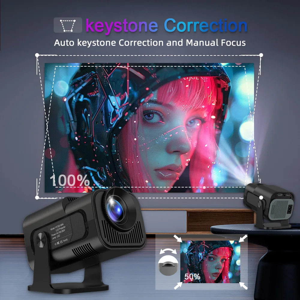 Фото Велек 300 Ansi HY320 Мини-проектор Обновление 4K Android 11 WiFi 6 BT 5.0 Allwinner H713 Домашний уличный портативный проектор для кемпинга №4