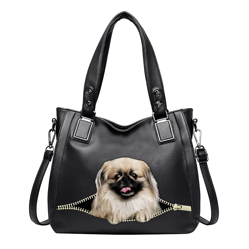 

Women Luxury Bag Casual Tote Bag Fashion Designer Handbags High Quality Lady PU Leather Shoulder Dog Picture Bags HBN051
