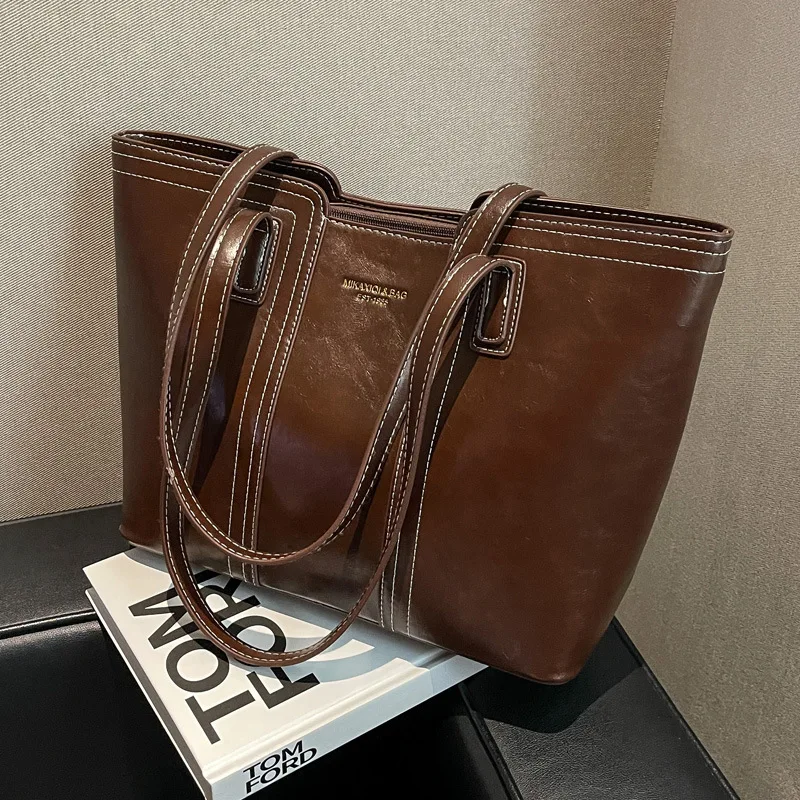 

2022 Large Capacity Tote Bags For Women Luxury Handbags High Quality PU Leather Female Shoulder Bag Simple Designer Bag