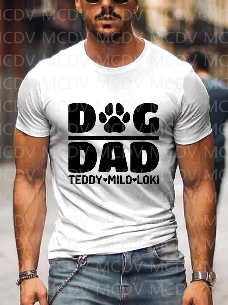 Лето 2023 Мужская футболка с принтом собаки папы мило яркая 3D