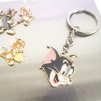 new colorful enamel anime cat and mouse keychain car women men bag accessories jewelry gifts key chain cartoon wholesale holder