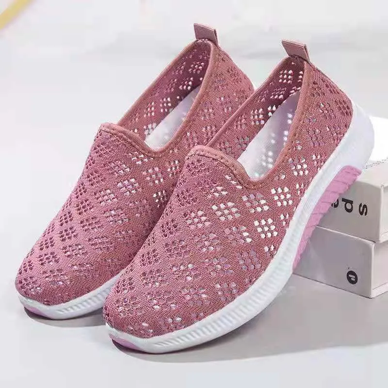 

2022 NEW Summer Korean Mesh Comfortable Women Shoes Breathable Hollow Sports Walking Sneakers Casual Flat Ladies