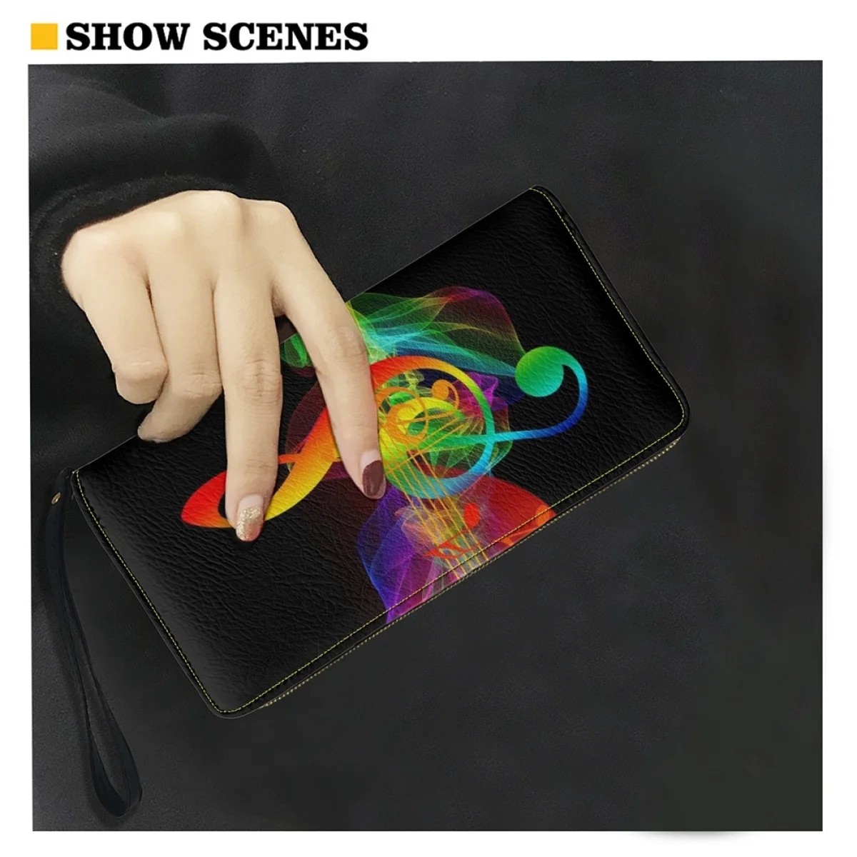 Belidome Music Note Wristlet Wallets for Womens Casual PU Leather Long Purse RFID Blocking Card Holder Clutch Bag Lady Hand bags