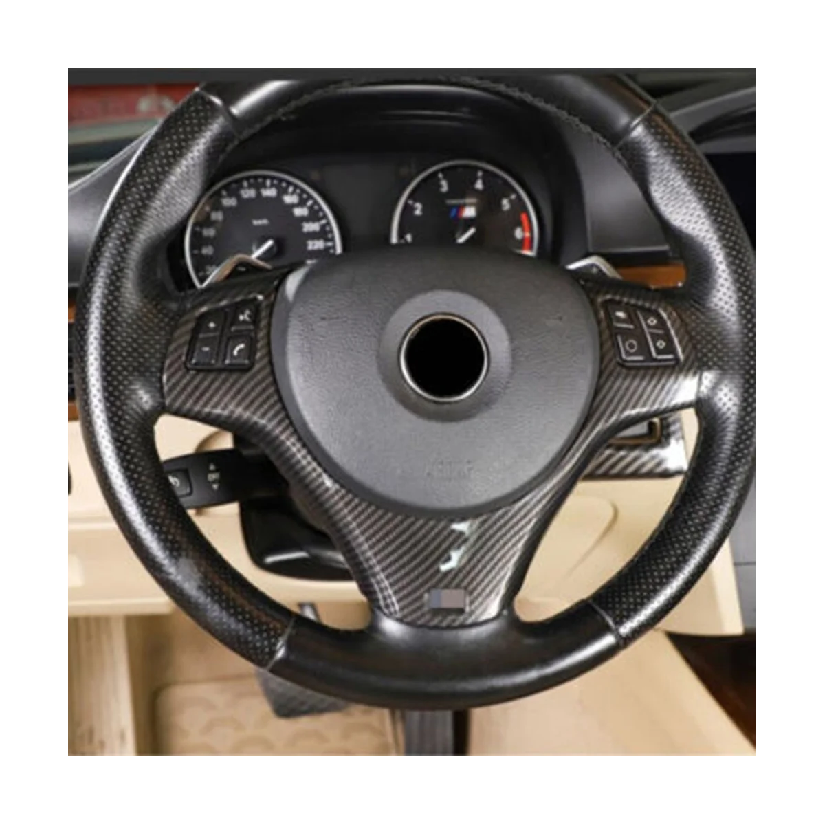 

For BMW 3 Series E90 E92 E93 M3 with Hole Steering Wheel Sticker Real Carbon Fiber To Change the Decorative Frame Cover