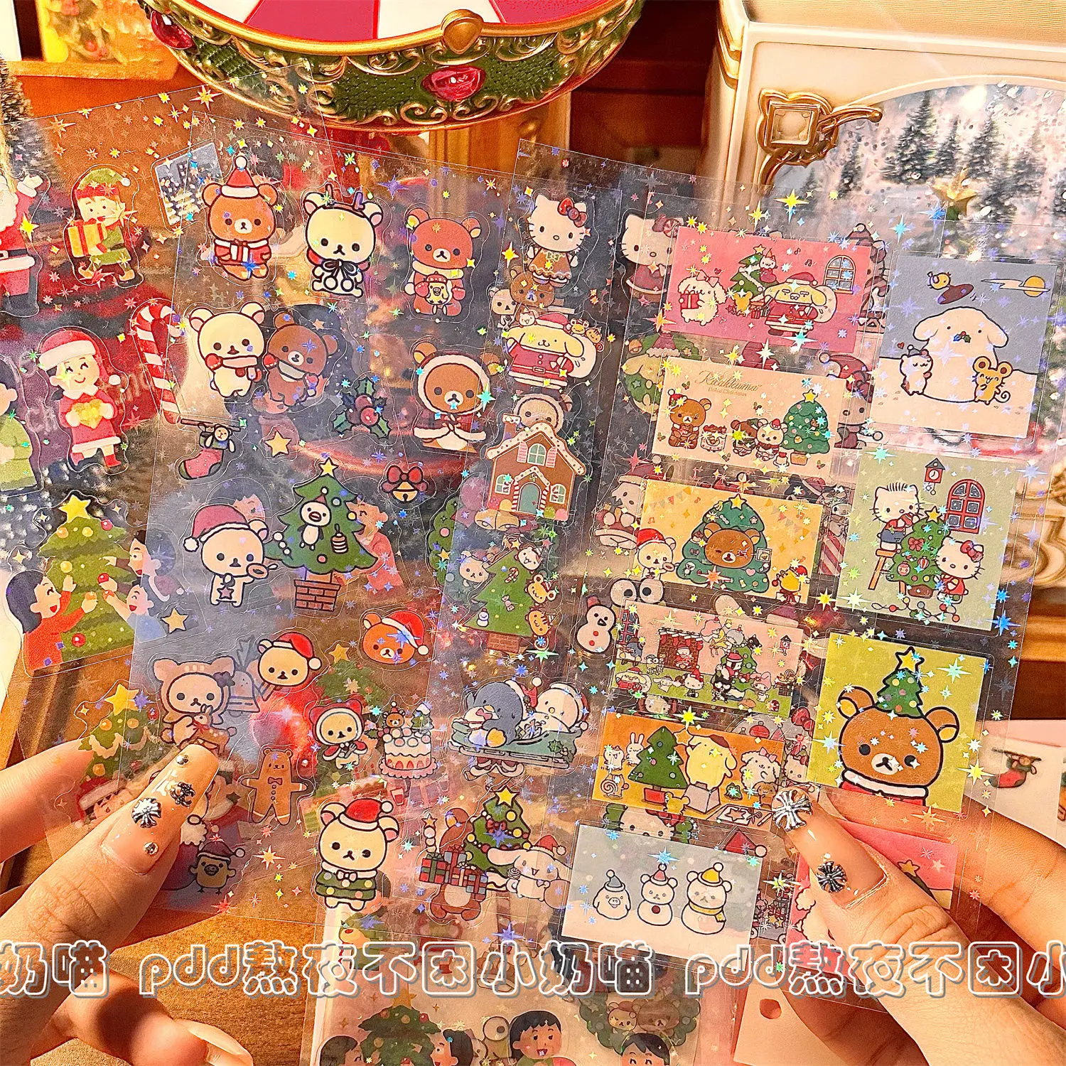 10 шт. Kawaii Rilakkuma Рождественский стиль милый мультфильм вырезанная пленка наклейка