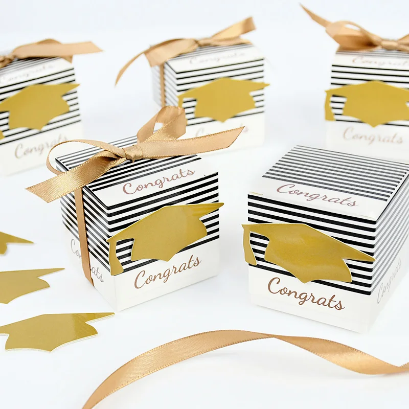 

10/20pcs Congrats Candy Box Graduation Doctor Hat Cap Gifts Packaging Box Bag for Congratulations Grad Party Decoration Supplies