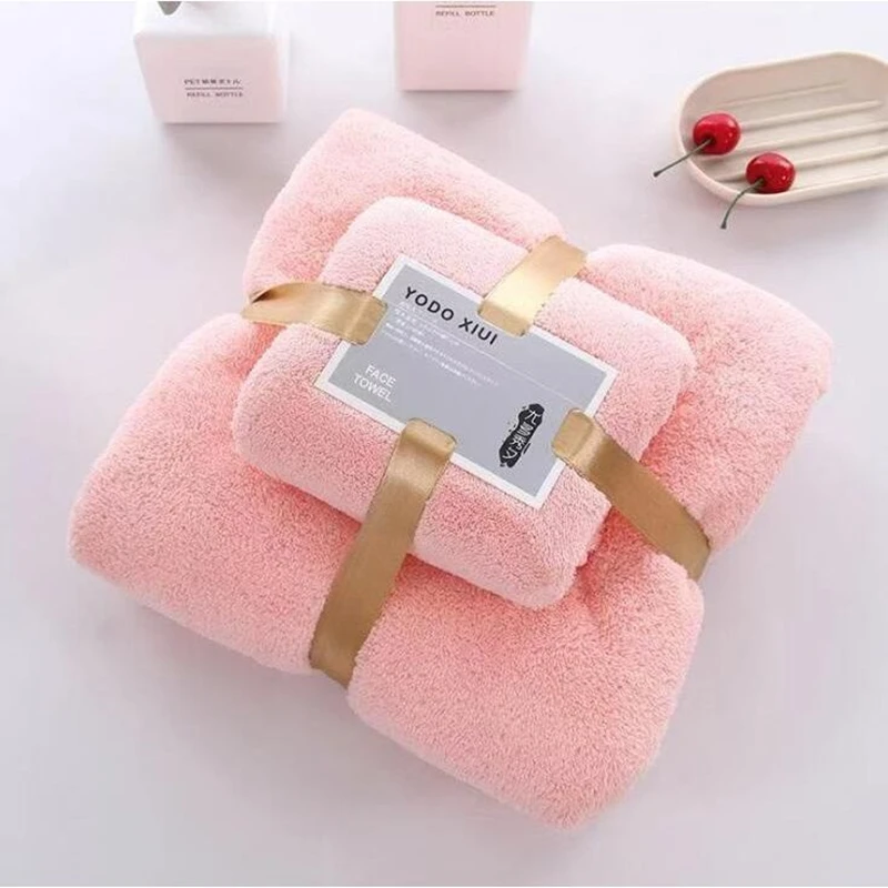 Solid Color Thick Large Bath Towel  Boys Girls Cotton Soft Absorbent Bath Towel Modern Style Soft Skin-friendly Adult Baby Towel