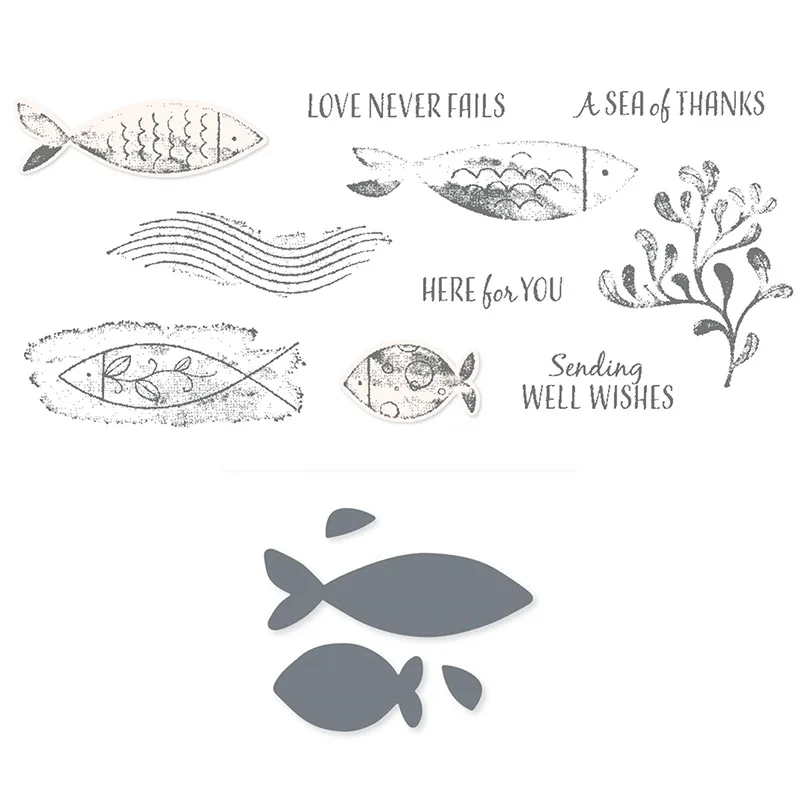 

New Arrival fish 2022 Metal Cutting Dies and Clear Stamps DIY Scrapbooking Card Paper Crafts Making Photo Album Decor