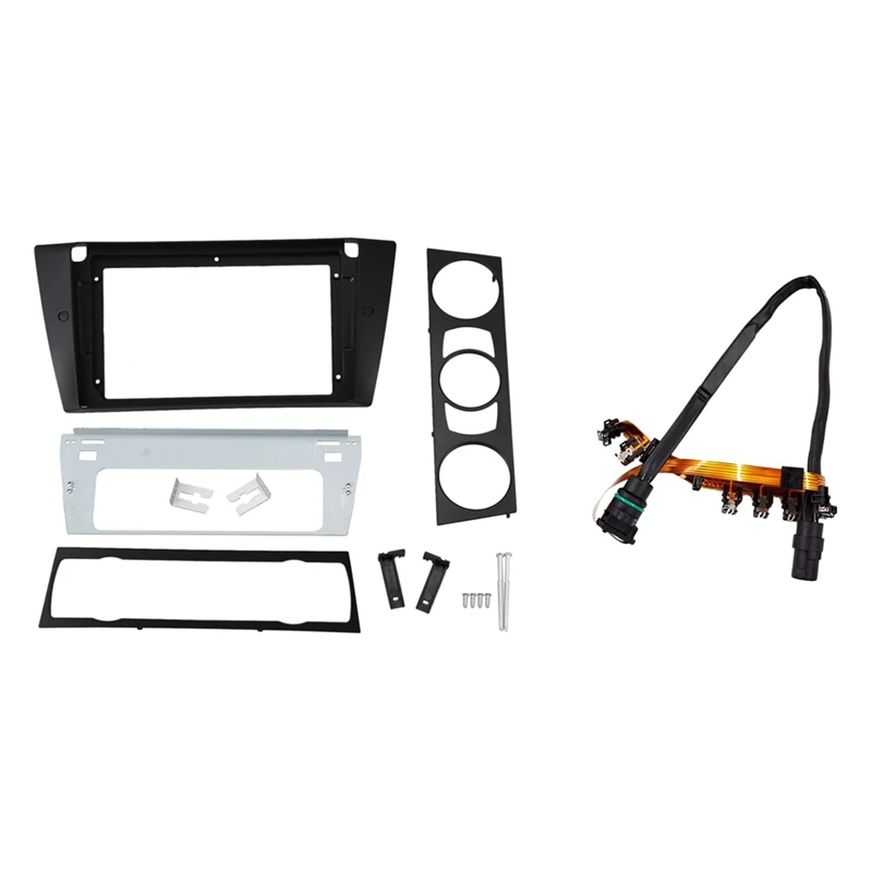 

Car Radio Fascia For-BMW E90 E91 9 Inch Stereo DVD Player Dashboard Kit With Automotive Gearbox Internal Wiring Harness