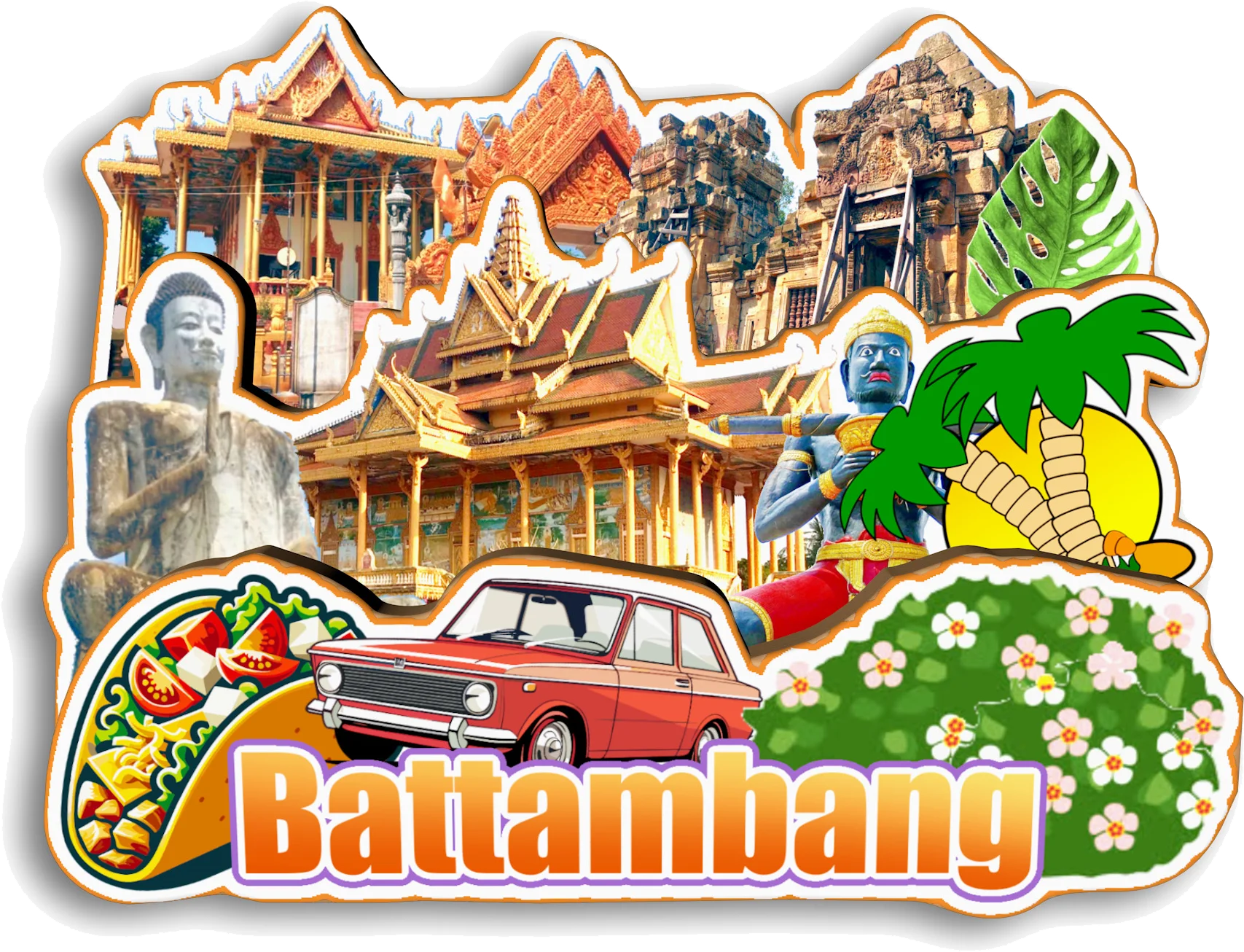 Фото Phnom Penh Siem Reap Sihanoukville Battambang K 20:00 Kampot Cambodia Магнит на холодильник Путешествия Сувенир Подарок Декоративные ручной работы №5