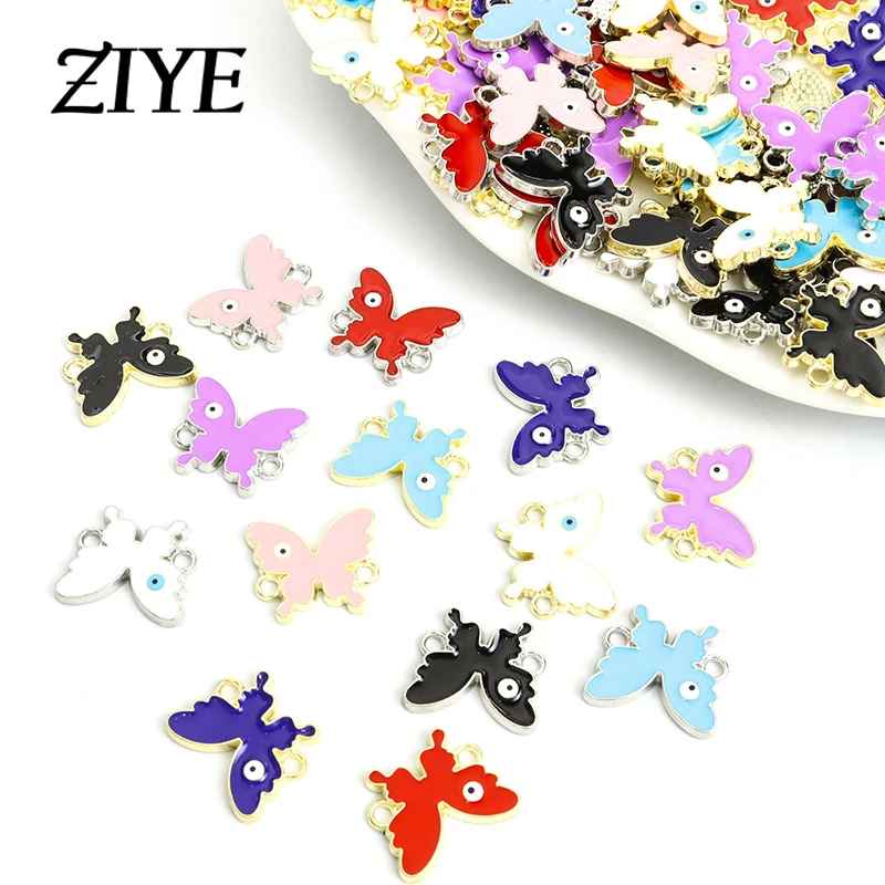 

10pcs Cute Butterfly Enamel Blue Evil Eye Charms Connectors for Jewelry Making DIY Colorful Insects Bracelet Pendant Accessories