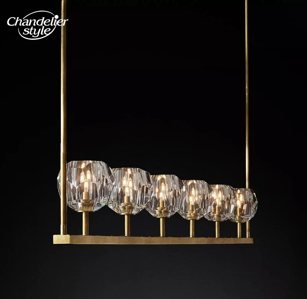 

Boule De Clear Crystal Chandeliers Modern Retro LED Linear Ball Brass Chrome Black Lamps Living Room Dining Room Bedroom Lights