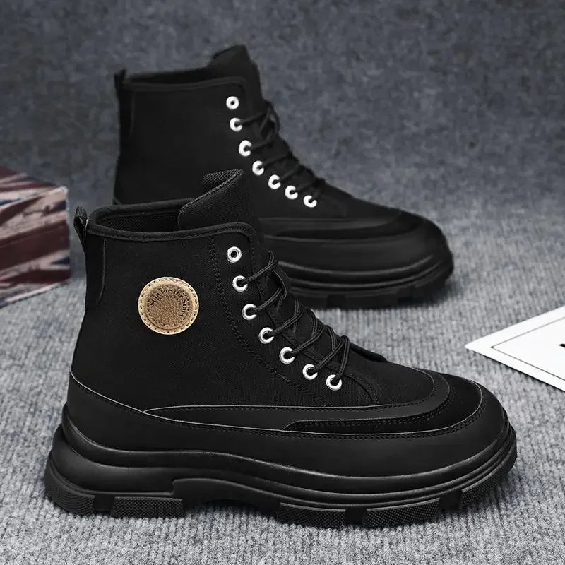 

Осень 2023, Новые Черные Ботинки Martin, мужские мотоциклетные кожаные ботинки в британском стиле, мужская обувь с высоким берцем в стиле ретро