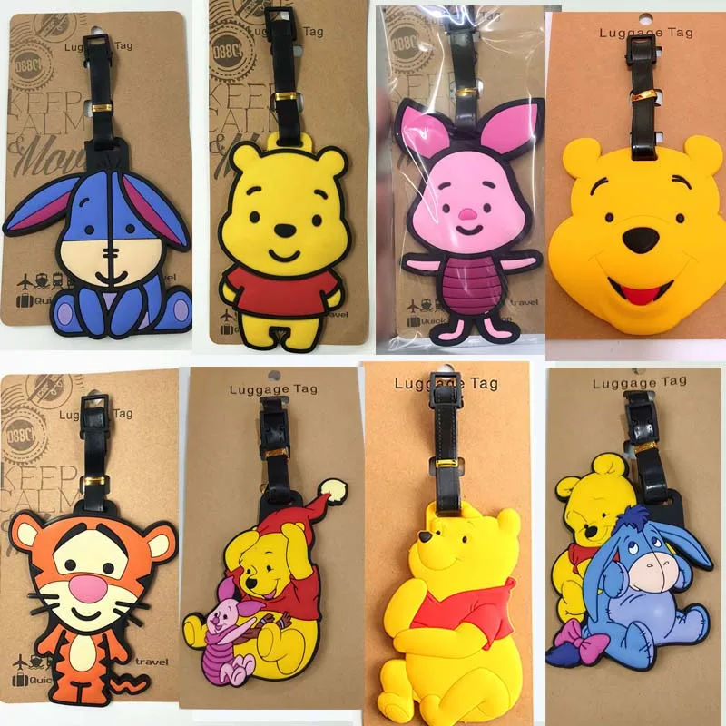 Winnie the Pooh Piglet Travel Accessories Luggage Tag Suitcase Fashion Style Silicon Portable Travel Label  ID Addres Holder