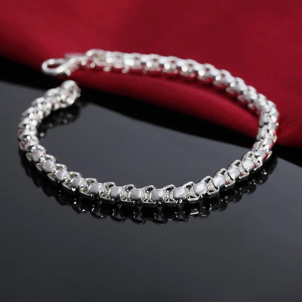 

Hot New 925 Sterling Silver Exquisite Geometric Lattice Chain Bracelets for Women Wedding Party Christmas Gifts Fashion Jewelry