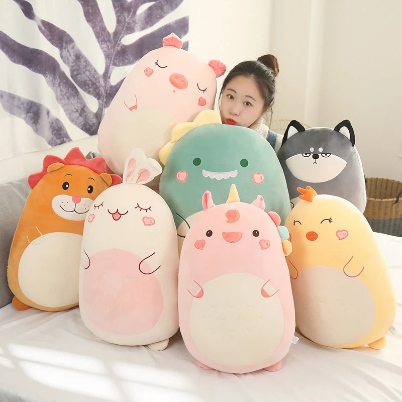 

Hot Sale Squishy Kawaii Animal Fat Dinosaur Shiba Inu Dog Plush Pillow Mouse Rabbit Doll Girls Bed Holding Sleeping Cushion