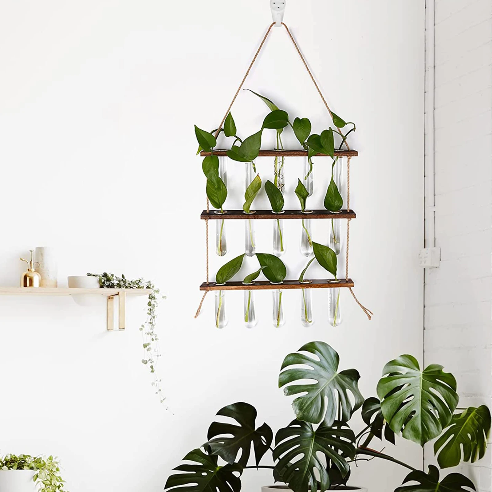 Retro Wall Hangings Planter Home Outdoor 3 Tiered Test Tube Flower Vases Transparent Vase Hydroponic Terrarium Plant Pot | Дом и сад