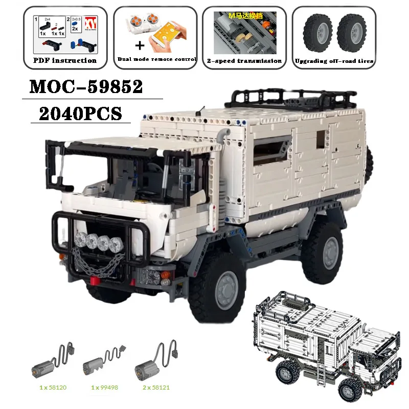

Classic MOC-59852 Building Block 4X4 All Terrain Off road RV 2040PCS Assembly and Assembly Model Adult and Children's Toy Gift
