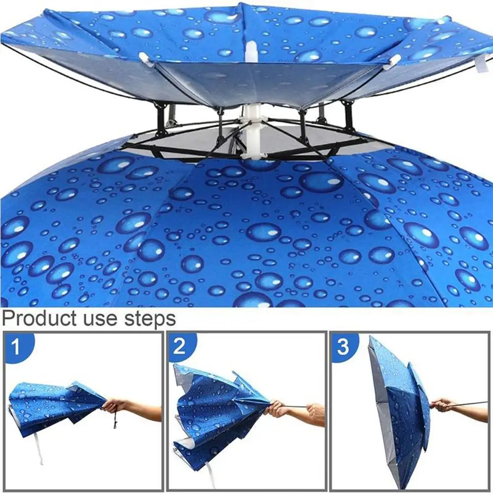 

Outdoor Fishing Umbrella Portable Folding Double-layer Windproof Uv-proof Head-mounted Sunshade Hat Fishing Caps