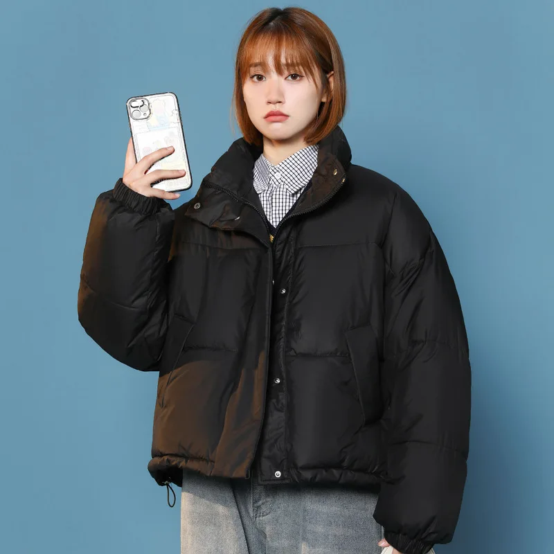 2022 Winter New Down Padded Jacket Women Loose BF Style Stand Collar Warm Coat Padded Outwear