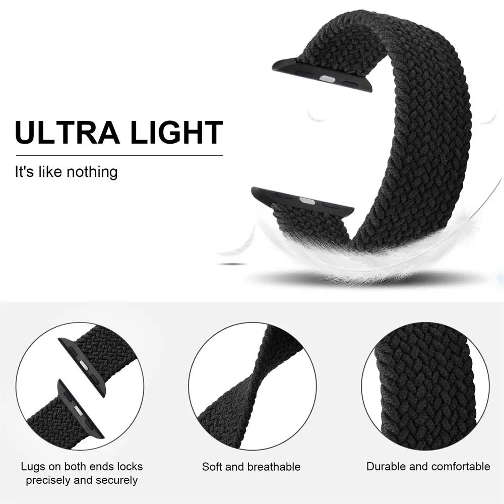 Strap For Apple watch band 45mm 44mm 42mm 49mm 38mm 40mm 41mm Braided solo loop bracelet correa iwatch series 7 8 3 5 SE 6 Ultra