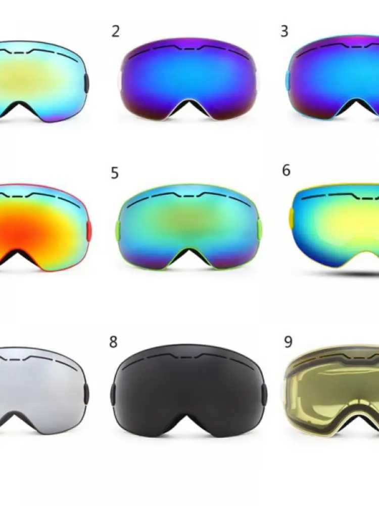 

Мужские и женские зимние лыжные очки для улицы очки в большой оправе сферические двухслойные противотуманные защитные очки с ремнем Uv400