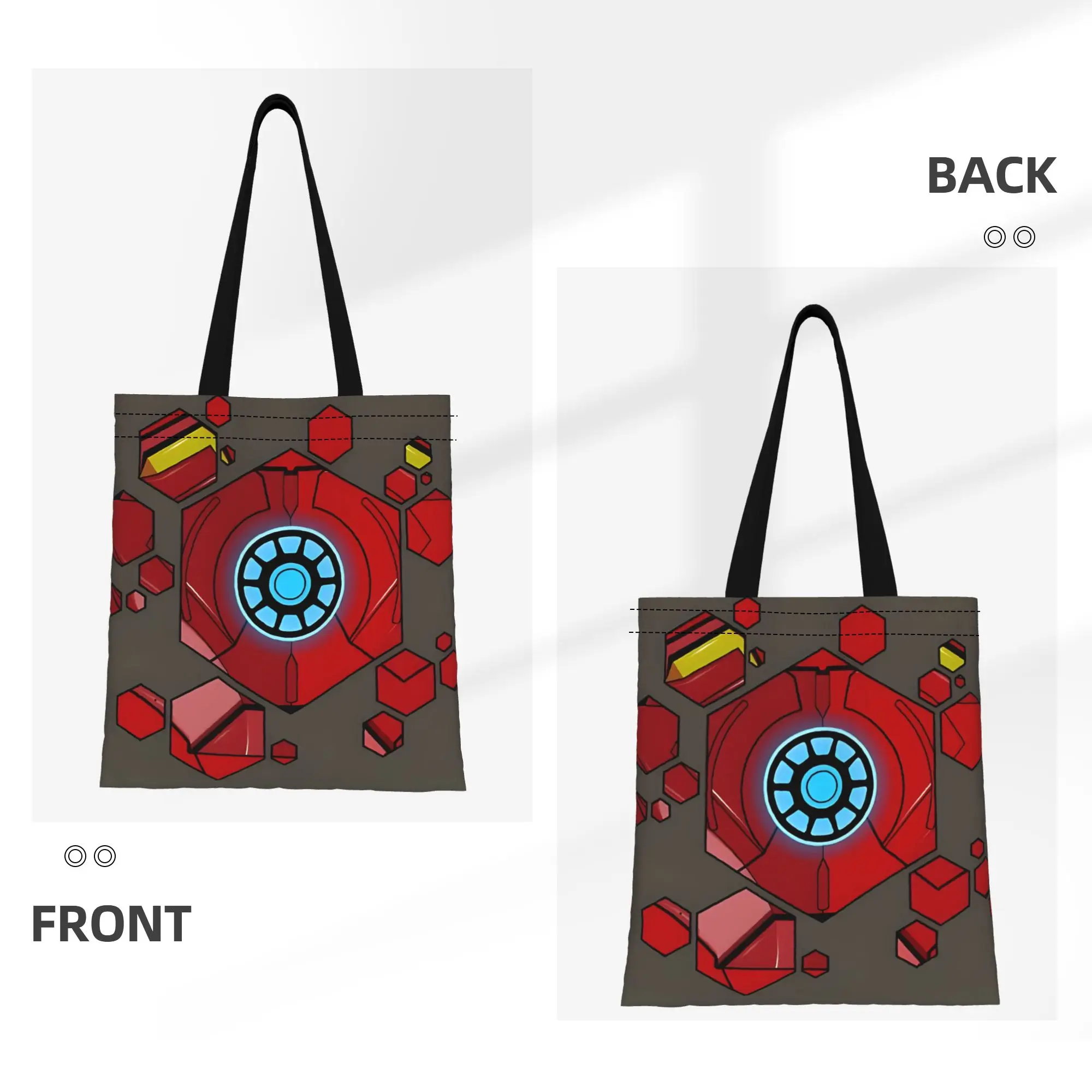 Фото Модная сумка для покупок Leisure Iron Armour Hex Canvas Marvel, женская сумка-тоут через плечо №2