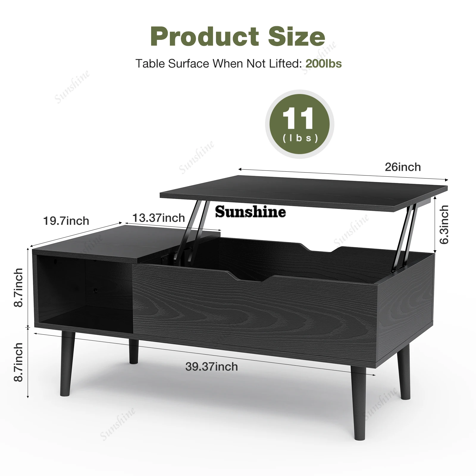 Журнальные столики JHK с подъемным верхом для гостиной, 39,37 x 19,7 дюйма, письменный стол, обеденные столы из чайного дерева, регулируемая полка для хранения, легко поднимается или нижний (art.: 3920d494d7ea8) - 3920d494d7ea8